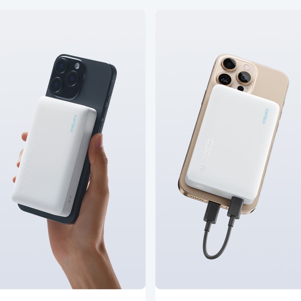 Cuktech WPB100N mágneses külső akkumulátor állvánnyal, 10000 mAh, 20 W, fehér powerbank-4
