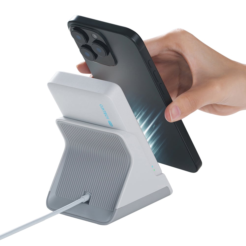 Cuktech WPB100N mágneses külső akkumulátor állvánnyal, 10000 mAh, 20 W, fehér powerbank-6