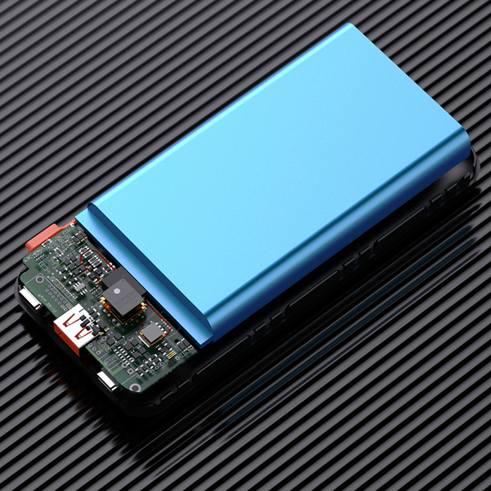 Wozinsky WFC-15B 20 000 mAh-s külső akkumulátor beépített Lightning- és USB-C-kábellel, fekete powerbank-5