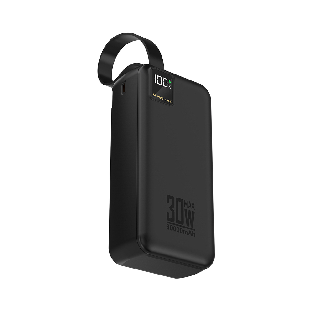 Wozinsky W8-W 30000 mAh, 30 W külső akkumulátor 2 USB-A és USB-C csatlakozóval, zseblámpával, fekete powerbank-2