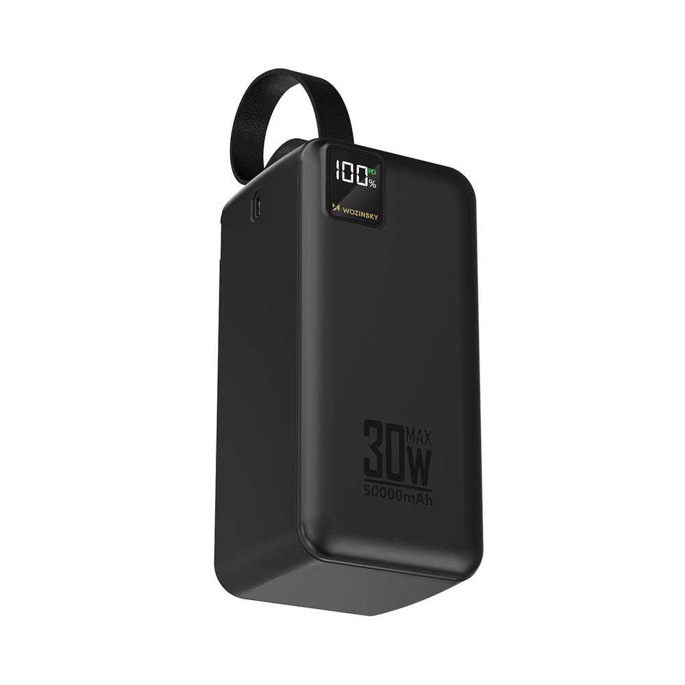Wozinsky W8-B 50000 mAh 30 W külső akkumulátor, 2 USB-A, USB-C, LED-lámpa, fekete powerbank-2