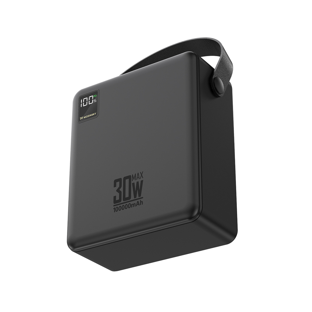 Wozinsky W8-B 100.000 mAh, 30 W-os külső akkumulátor LED-lámpával, fekete powerbank-7