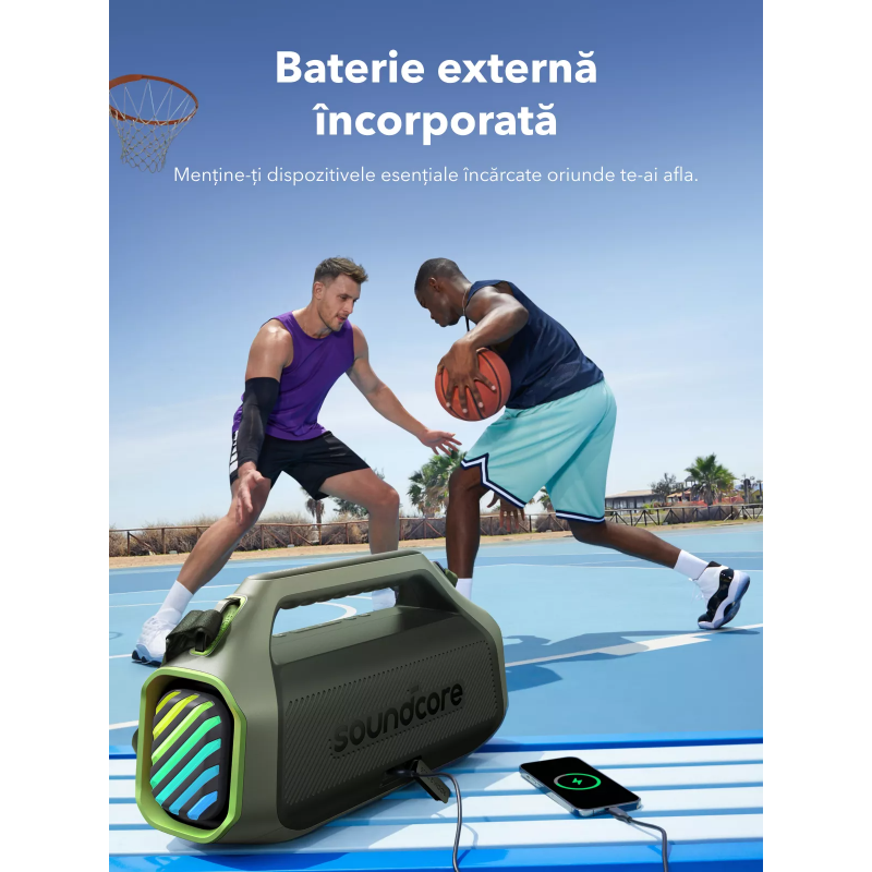 Anker Soundcore Boom 2 Plus új változatú vízálló Bluetooth-hangszóró, 140 W, zöld – A3134062-10