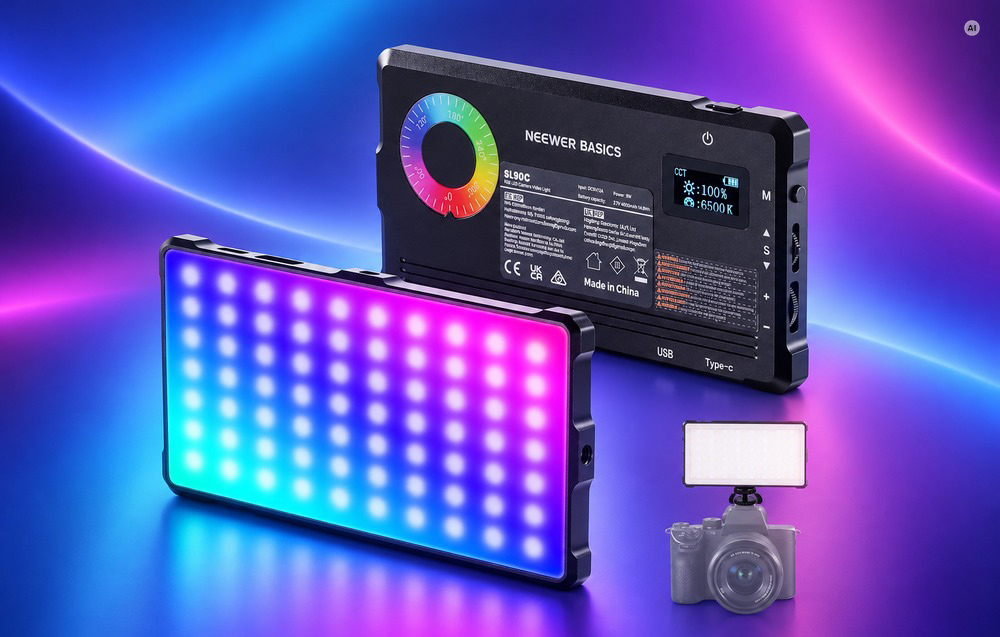 NEEWER BASICS SL90C RGB LED-es videólámpa, fekete-2