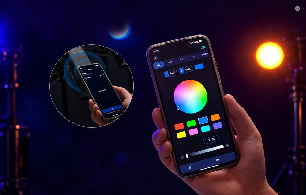 GODOX RS100R RGB 100 W-os akkumulátoros LED fotólámpa-5