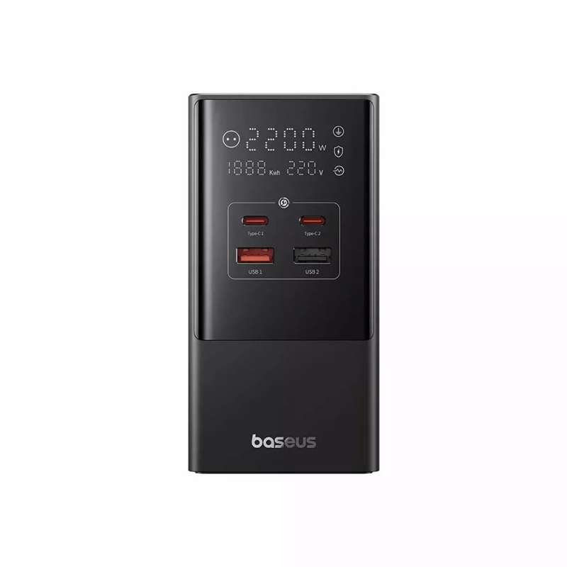 Baseus PowerCombo elosztó, 35 W, 5 A, 3 Schuko, 2 USB-A, 2 USB-C, fekete (E00023606113-00)-1