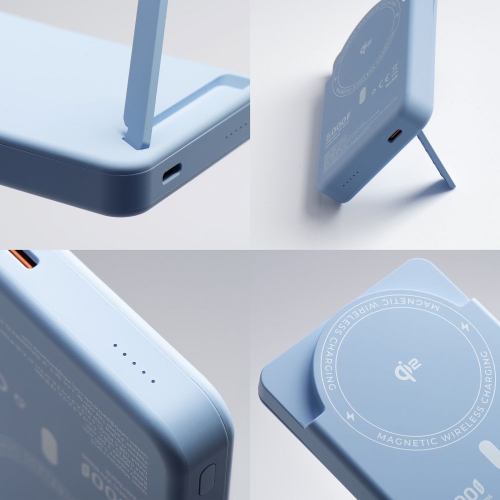 MagSafe-kompatibilis Forcell F-Energy MagStand Qi2 F5K10 QC3.0 PD3.0 20 W 5000 mAh fehér külső akkumulátor powerbank-3
