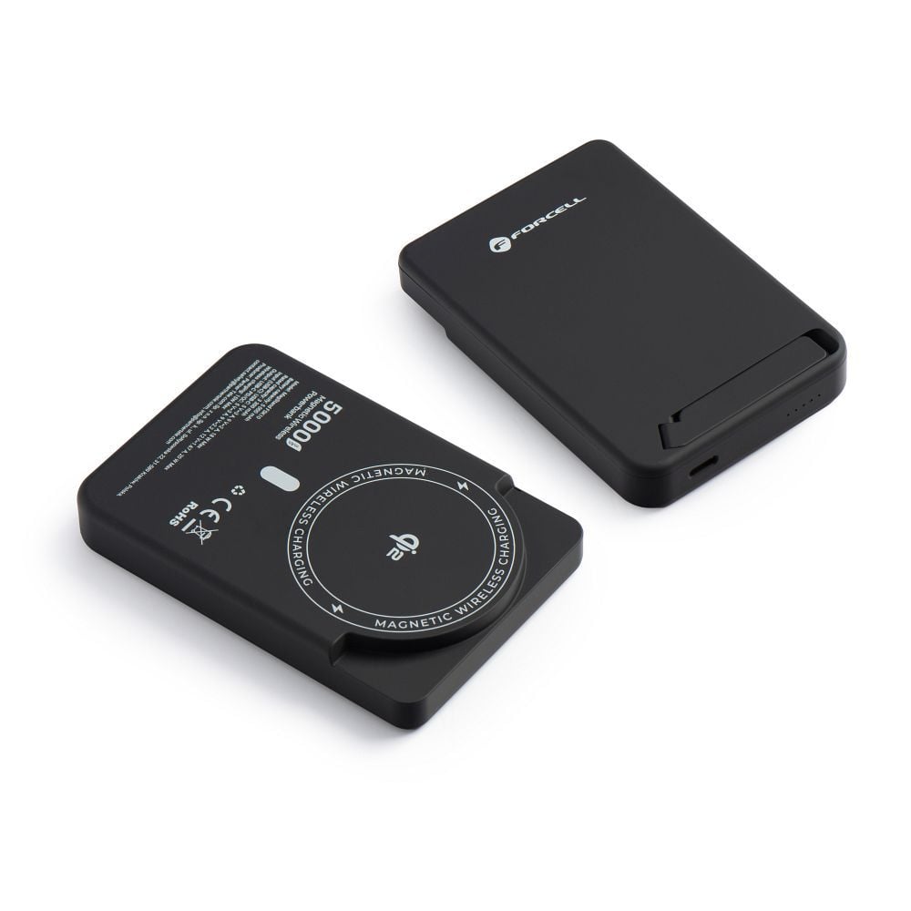 Forcell F-Energy MagStand Qi2 F5K10 fekete mágneses külső akkumulátor 5000 mAh, 20 W powerbank-6