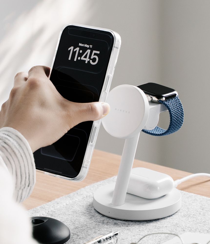 Ringke 3in1 Magnetic MagSafe Qi2.2 25W fehér vezeték nélküli töltő-5