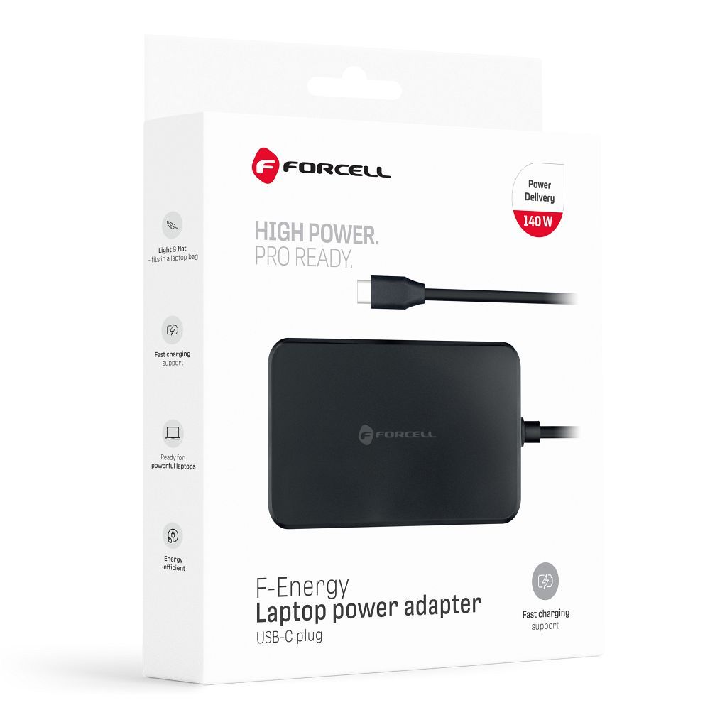 FORCELL F-ENERGY E856 univerzális laptoptöltő, 140 W, USB-C – fekete-3