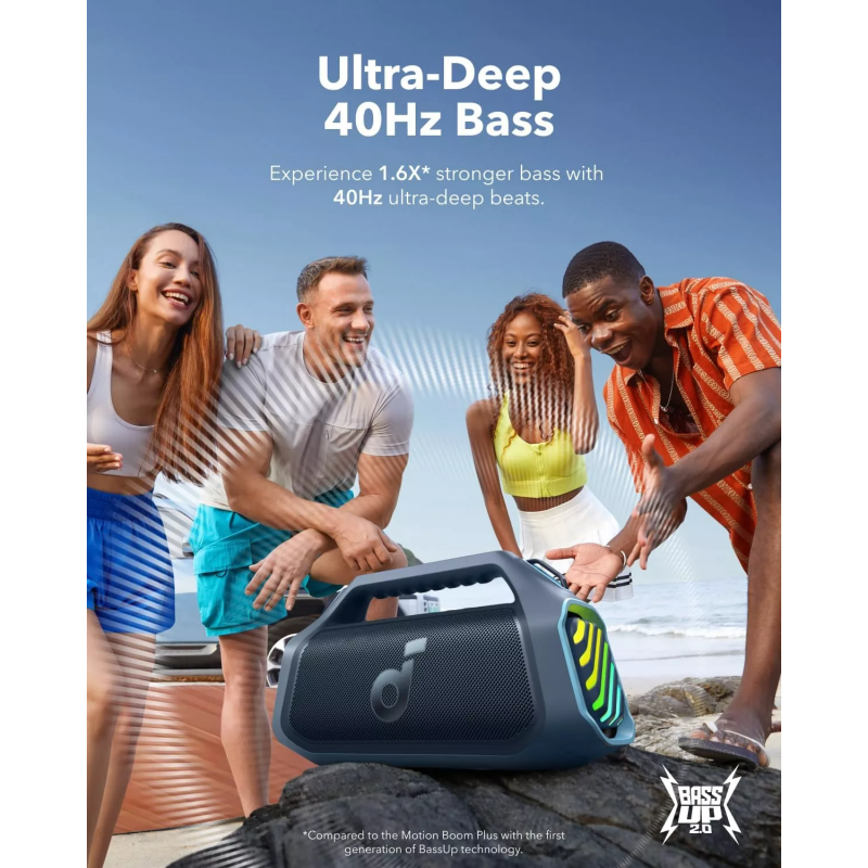 Anker SoundCore Boom 2 Plus New Version 140 W-os vízálló Bluetooth-hangszóró, kék, A3134032-3