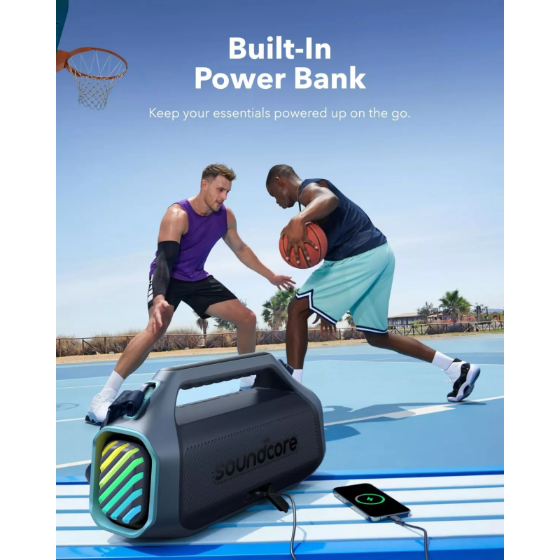 Anker SoundCore Boom 2 Plus New Version 140 W-os vízálló Bluetooth-hangszóró, kék, A3134032-4