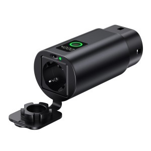 W-V2L-01 V2L Type 2–Schuko adapter, 3500 W, kijelzővel és tokkal, fekete