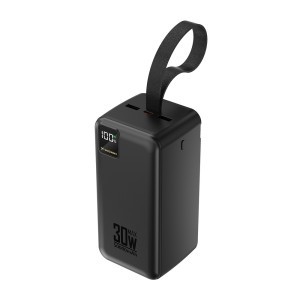 Wozinsky W8-B 50000 mAh 30 W külső akkumulátor, 2 USB-A, USB-C, LED-lámpa, fekete powerbank