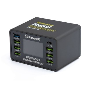 MECHANIC iCharge 8C 8 USB portos egyenáramú tápegység PD és QC3.0 támogatással