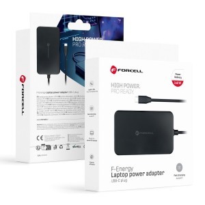 FORCELL F-ENERGY E856 univerzális laptoptöltő, 140 W, USB-C – fekete