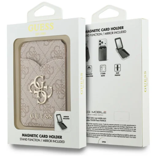 Guess PU 4G Mirror MagSafe kártyatartó állvány rózsaszín tok - 7