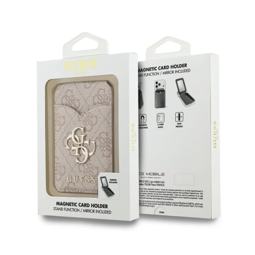 Guess PU 4G Mirror MagSafe kártyatartó állvány rózsaszín tok - 7