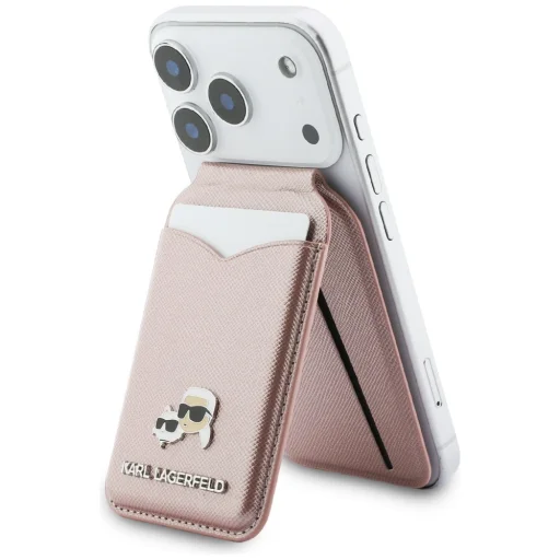 Karl Lagerfeld MagSafe zrkadlový držiak na karty so stojanom ružový obal - 3
