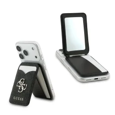 Guess PU 4G Mirror MagSafe Kártyatartó Állvány Fekete