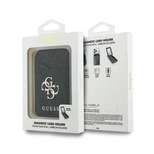 Guess PU 4G Mirror MagSafe Kártyatartó Állvány Fekete - 7