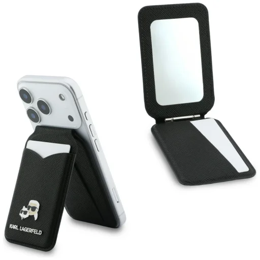 Karl Lagerfeld Zrkadlový MagSafe Držiak na karty so stojanom Čierny - 1
