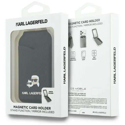 Karl Lagerfeld Zrkadlový MagSafe Držiak na karty so stojanom Čierny - 7