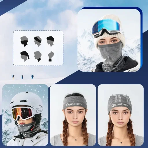Qunature 11230014001 ski scarf, sports bandana, universal size - gray - 3