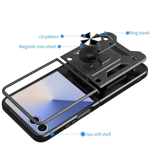 Slide Camera Armor tok Samsung Galaxy Z Flip 7 Fekete - 4