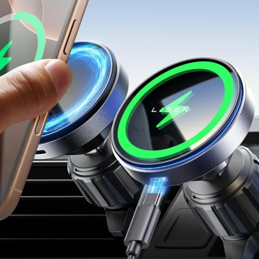 Vezeték nélküli autós töltő Lisen, 15W, 1.67A, Fekete YL0223070007 - 4