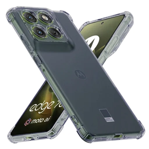 Techsuit - Ütésálló Átlátszó Szilikon - Motorola Edge 70 tok - Füst Fekete - 1