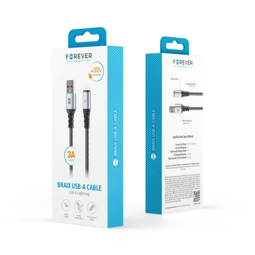 Čierny USB-Lightning kábel Forever Braix pre zariadenia Apple 1,0 m 3A - 2