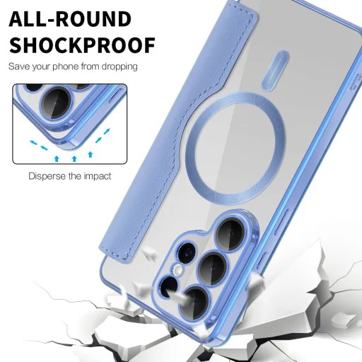 Samsung Galaxy S26 Ultra Svetlomodré Techsuit SmartMag flipové puzdro - 5