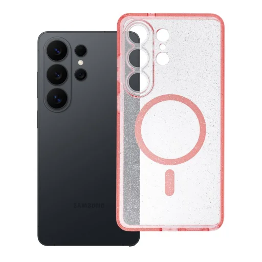 Priehľadné ružové trblietavé MagSafe kompatibilné puzdro na Samsung Galaxy S26 Ultra (s ochranou fotoaparátu) - 4