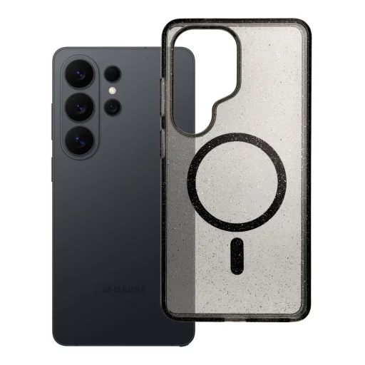 Priehľadný obal s čiernymi trblietkami kompatibilný s MagSafe pre Samsung Galaxy S26 Ultra - 4