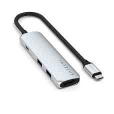 SATECHI 4v1 USB-C HUB adaptér strieborný