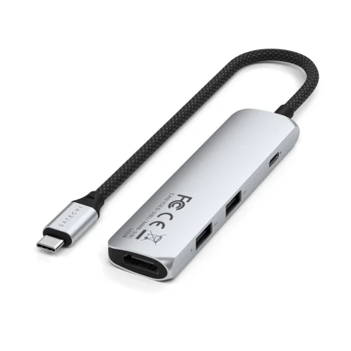 SATECHI 4v1 USB-C HUB adaptér strieborný - 4