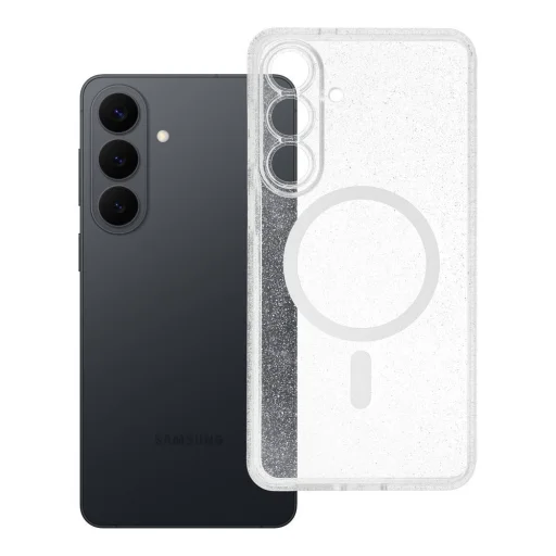 Samsung Galaxy S26 Plus priehľadné puzdro kompatibilné s MagSafe (ochrana fotoaparátu) s trblietkami - 4