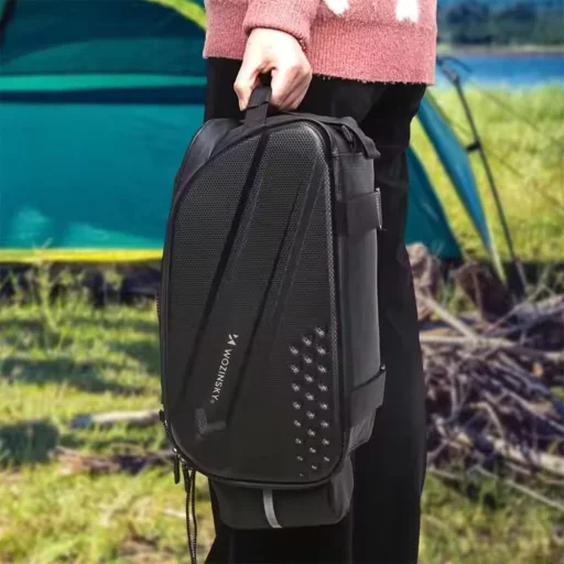 Wozinsky taška na nosič bicykla s dlhým popruhom a rozšíriteľnými bočnými vreckami - Čierna - 5