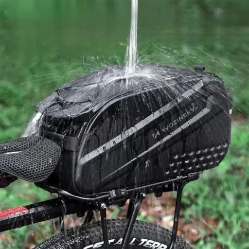 Wozinsky taška na nosič bicykla s dlhým popruhom a rozšíriteľnými bočnými vreckami - Čierna - 2