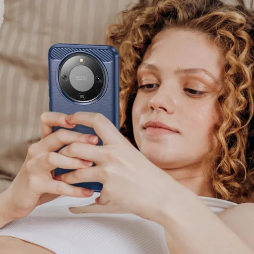 Honor Magic8 Lite TPU puzdro s textúrou uhlíkových vlákien (Modré) - 7