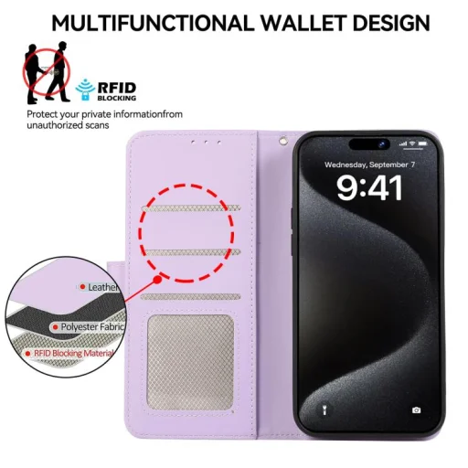 Honor Magic8 Lite ABEEL RFID Kožené puzdro (Fialové) puzdro, flipové puzdro - 4