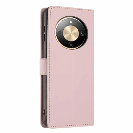 Honor Magic8 Lite reliéfne vyklápacie puzdro z vegánskej kože s motívom stromu a mačky (ružovozlaté) - 3
