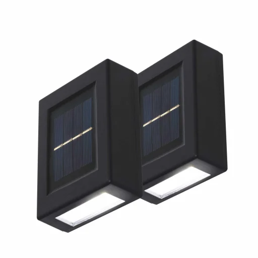 HOME MX658 napelemes falilámpa szett, 2db-os szett, 2db hidegfehér LED, cserélhető AA akkumulátor, fekete - 1