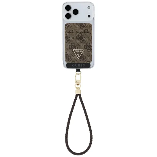 Guess trojuholníková MagSafe peňaženka + ručný remienok hnedá - 2