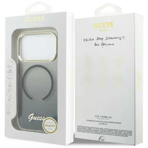 Čierny obal Guess IML Gradient Script Metal MagSafe pre iPhone 17 Pro - 8
