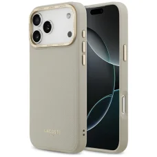 iPhone 17 Pro Max Lacoste Champs Elysees so zlatým logom MagSafe taupe puzdro