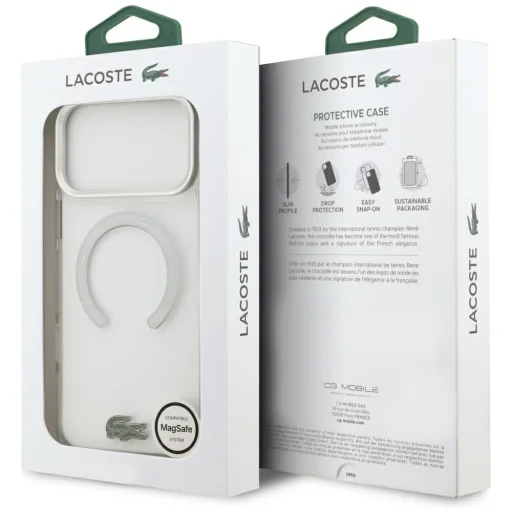 iPhone 17 Pro Max Lacoste Nárazuvzdorné Priehľadné Matné MagSafe puzdro Biele - 8