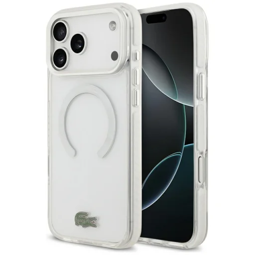 iPhone 17 Pro Max Lacoste Nárazuvzdorné Priehľadné Matné MagSafe puzdro Biele - 1