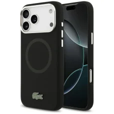 iPhone 17 Pro Max Lacoste Silikónové Kovové Logo MagSafe Puzdro Čierne